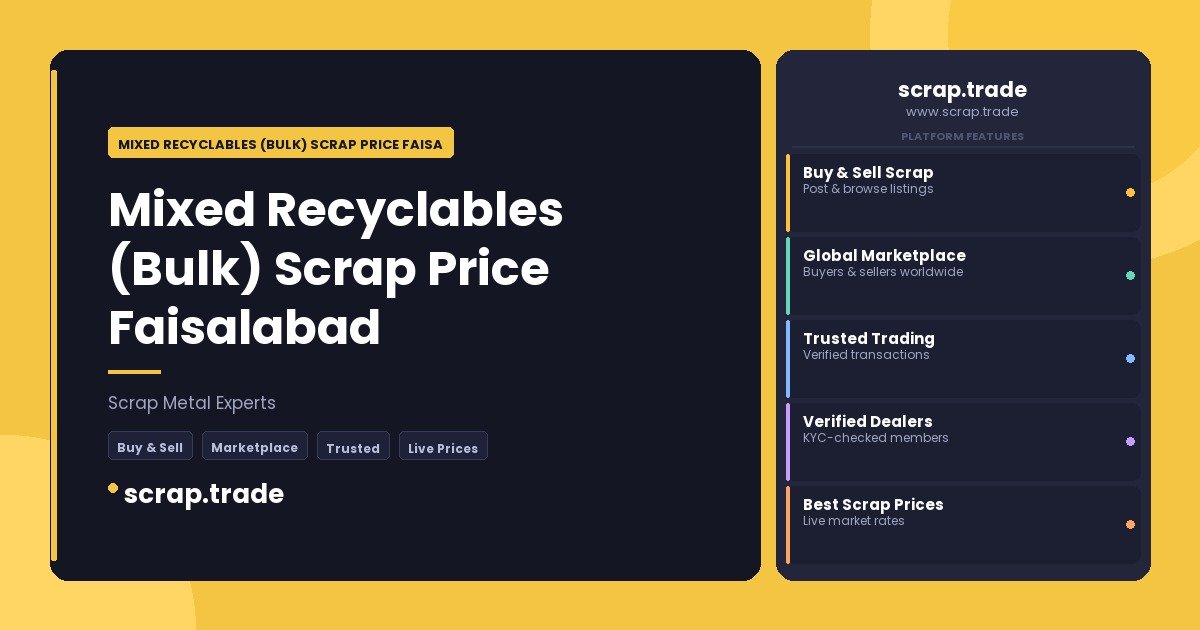 Mixed Recyclables (Bulk) Scrap Price Faisalabad - Mixed Recyclables (Bulk) Scrap Price Faisalabad