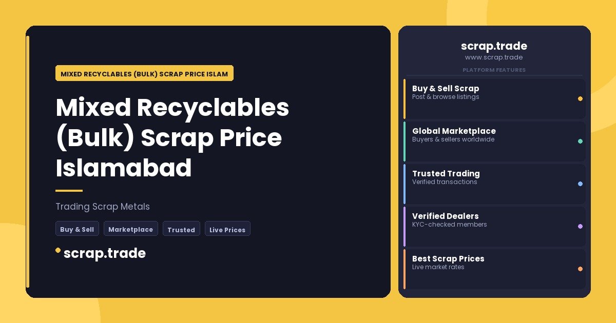 Mixed Recyclables (Bulk) Scrap Price Islamabad - Mixed Recyclables (Bulk) Scrap Price Islamabad