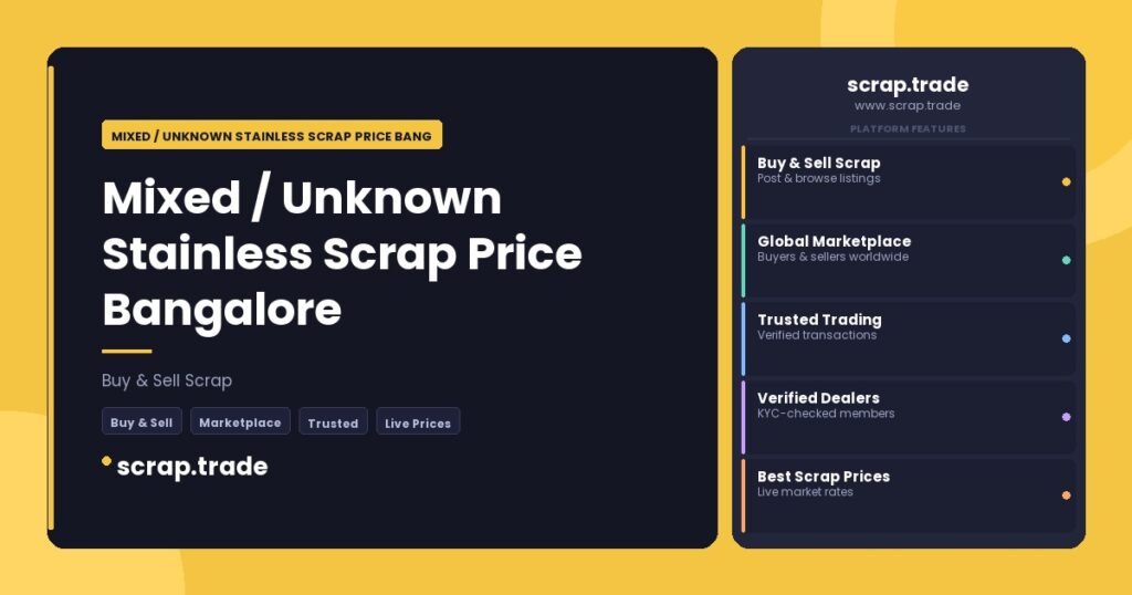 Mixed / Unknown Stainless Scrap Price Bangalore - Mixed / Unknown Stainless Scrap Price Bangalore