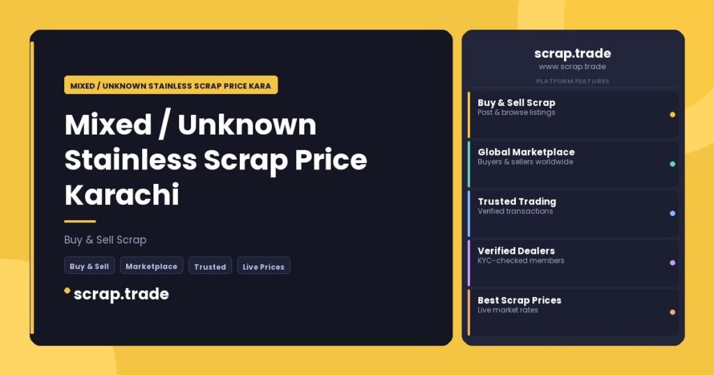 Mixed / Unknown Stainless Scrap Price Karachi - Mixed / Unknown Stainless Scrap Price Karachi